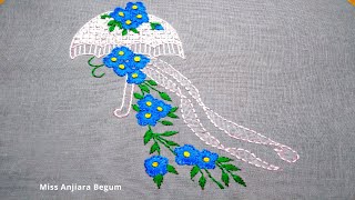 Cute Umbrella Embroidery with flowers:Online Hand Embroidery learning class-12: #Miss_A #StayHome