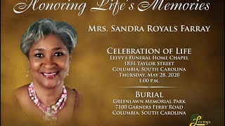 Mrs. Sandra Royals Farray - May 28, 2020 - Leevy’s Chapel