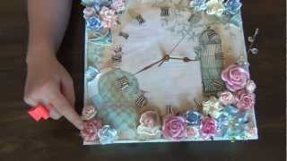 12 x 12  Shabby Chic Canvas Clock - WOC