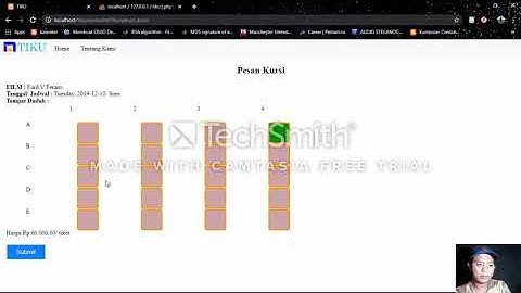 Video Tutorial Membuat Pemesanan Tiket Bioskop Menggunakan CI