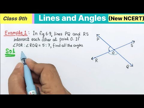 Class 9th maths Chapter 6 Lines and angles Example 1 | Lines PQ and RS intersect each other at Point