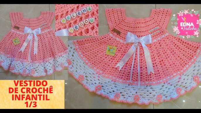 VESTIDO DE CROCHÊ INFANTIL DE 1 ANO RODADO PARTE 1/2 