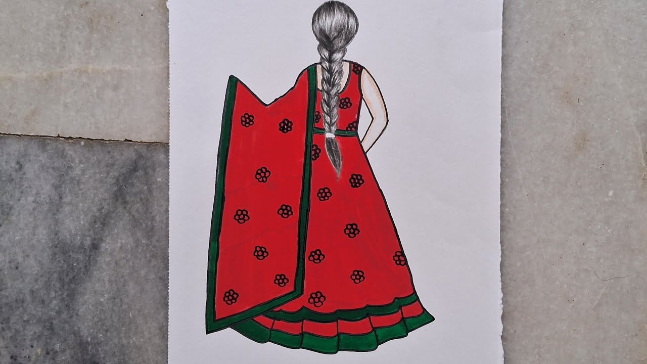 Easy girl drawing with dress #easy#girl#drawing#with dress 