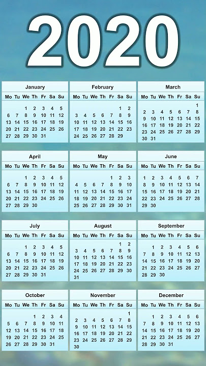 2020 Calendar