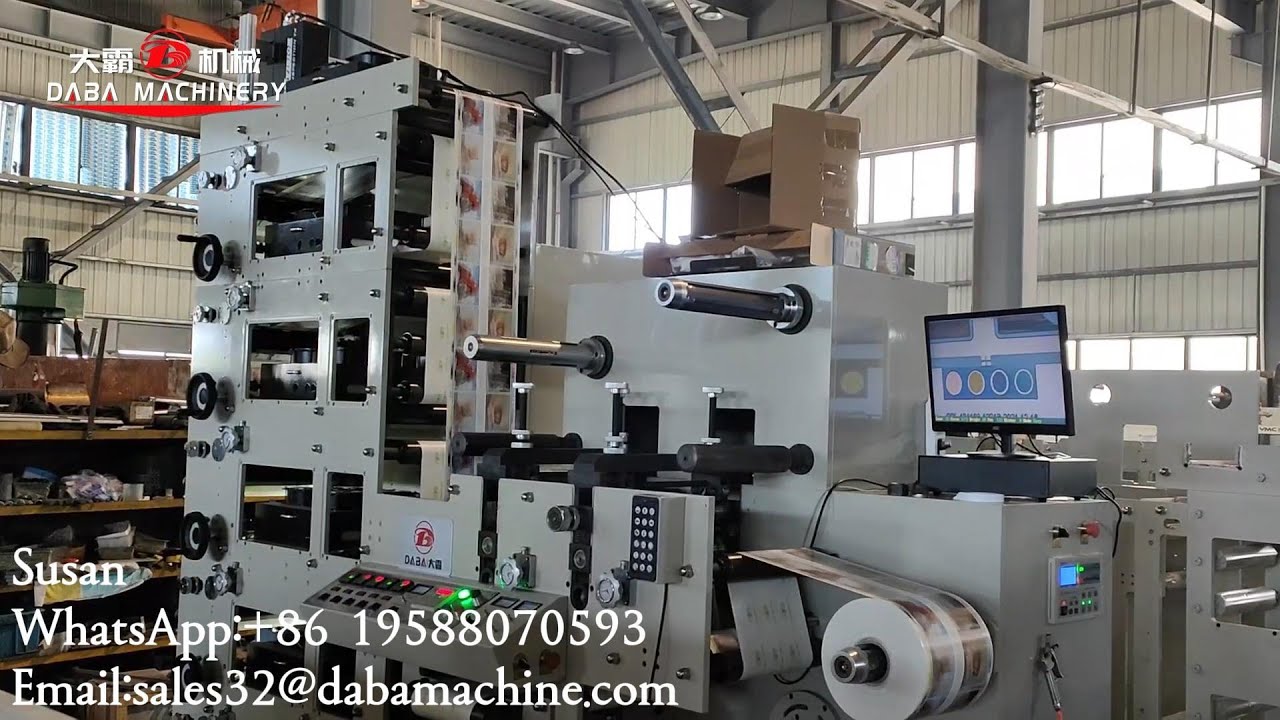 DABA 320mm 5 Colors Label Stack Flexo Printing Machine With Turn Bar ...