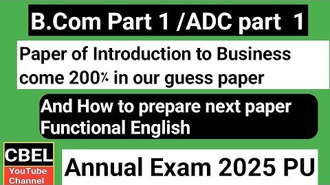 B.Com part 1 ITB paper come 200% in over guess 2025 Functional English Guess paper available.