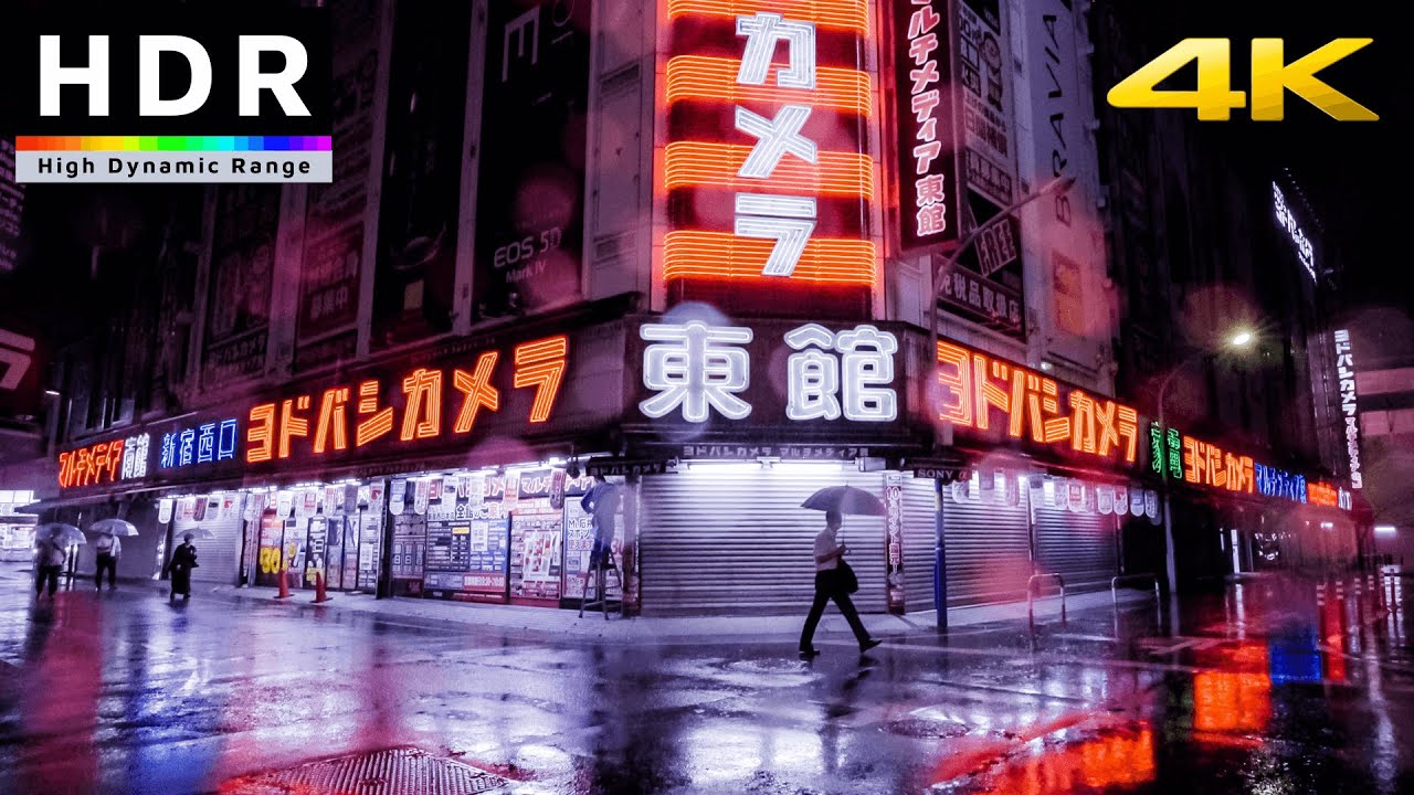 【4K HDR】Shinjuku Rainy Night Walk