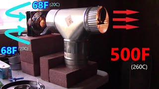 DIY Air Heater! Tee-Pipe Heater Improved! (3X Hotter!!) Orig. 170F/77C - Now 500F/260C! Hot Furnace!