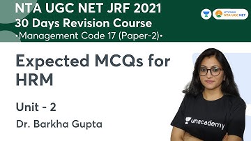 Expected MCQs for Unit - 2 HRM | NTA UGC NET-JRF 2021 | Management Code-17 | Dr. Barkha Gupta