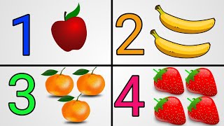 123 Numbers And Fruits Name With Santa Claus 1234 Number Names 1 To 10 Numbers Song 1234