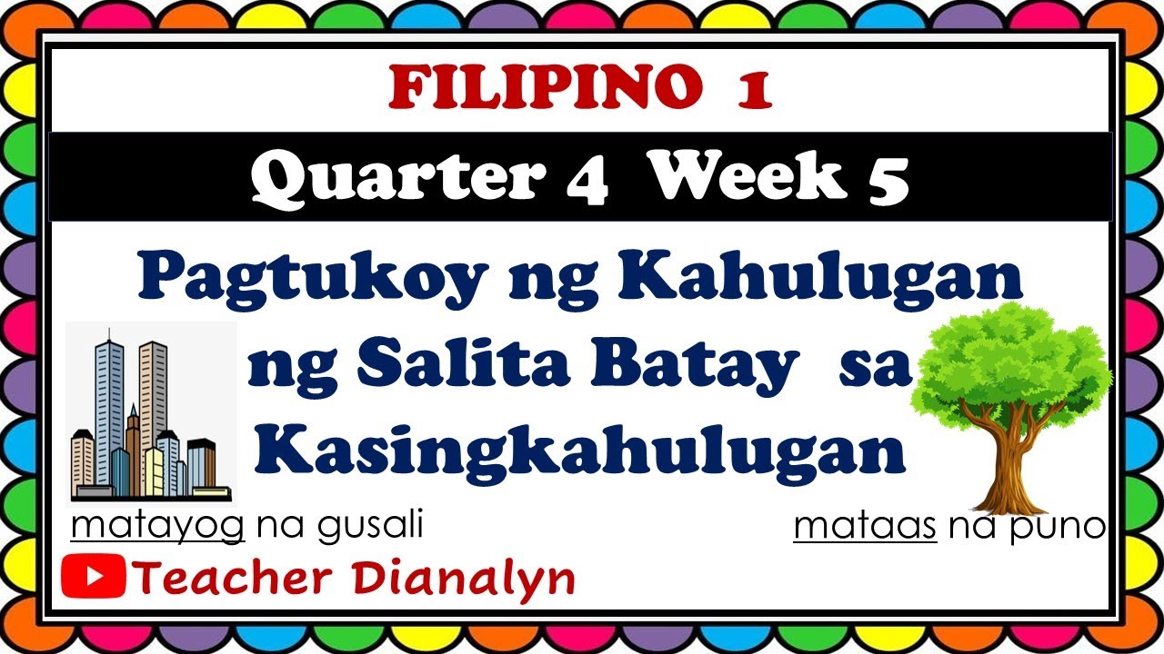 FILIPINO 1 QUARTER 4 WEEK 5 | PAGTUKOY NG KAHULUGAN NG SALITA BATAY SA