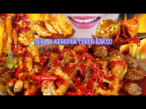 TERPEDAS 🔥, SEBLAK KERUPUK CEKER DAN BAKSO  | EATING SOUNDS