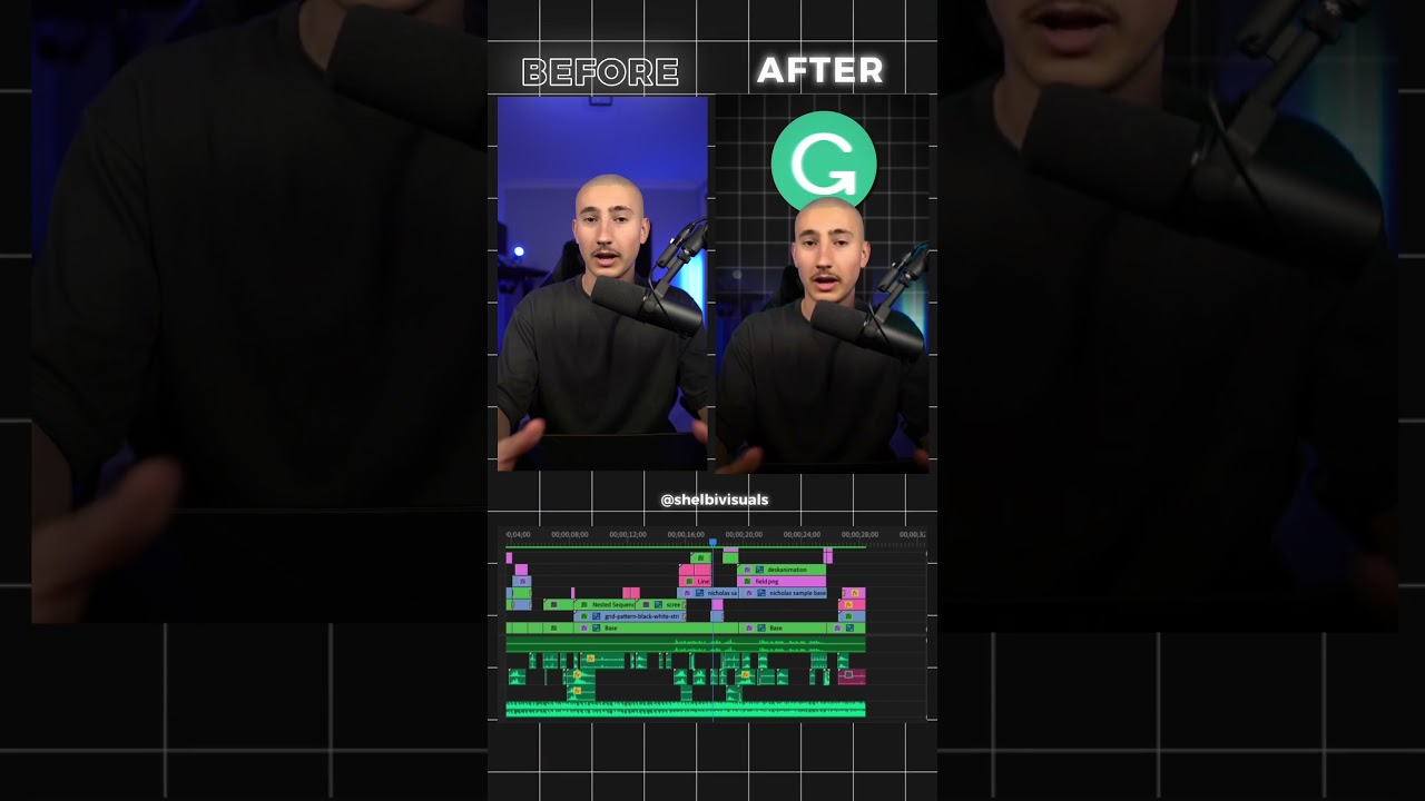 Short form content before vs after  #videoediting #videoeditor #sidehustle #shortformcontent