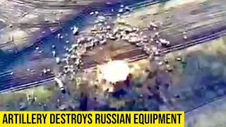 Ukrainian artillery destroys two Russian Nona-S self-propelled guns with a GLSDB missile.