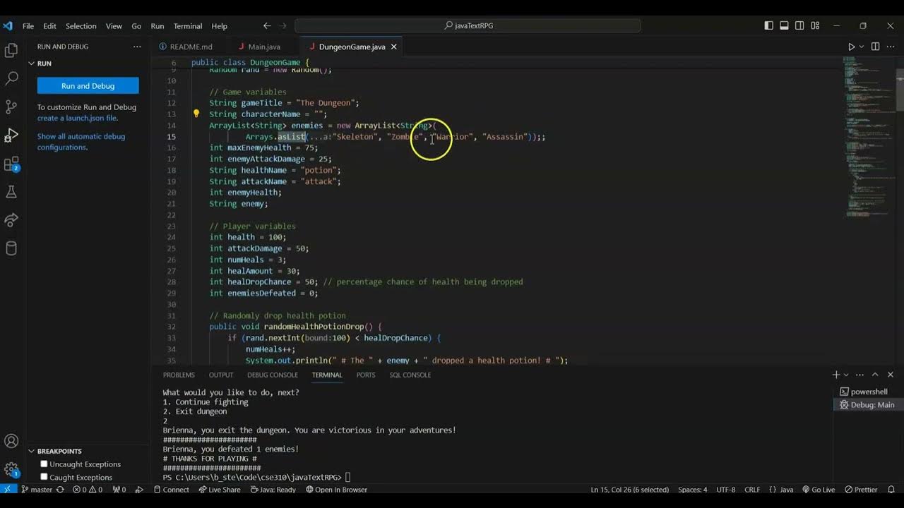 Java Text-Based RPG: Dungeon Game Demo - YouTube