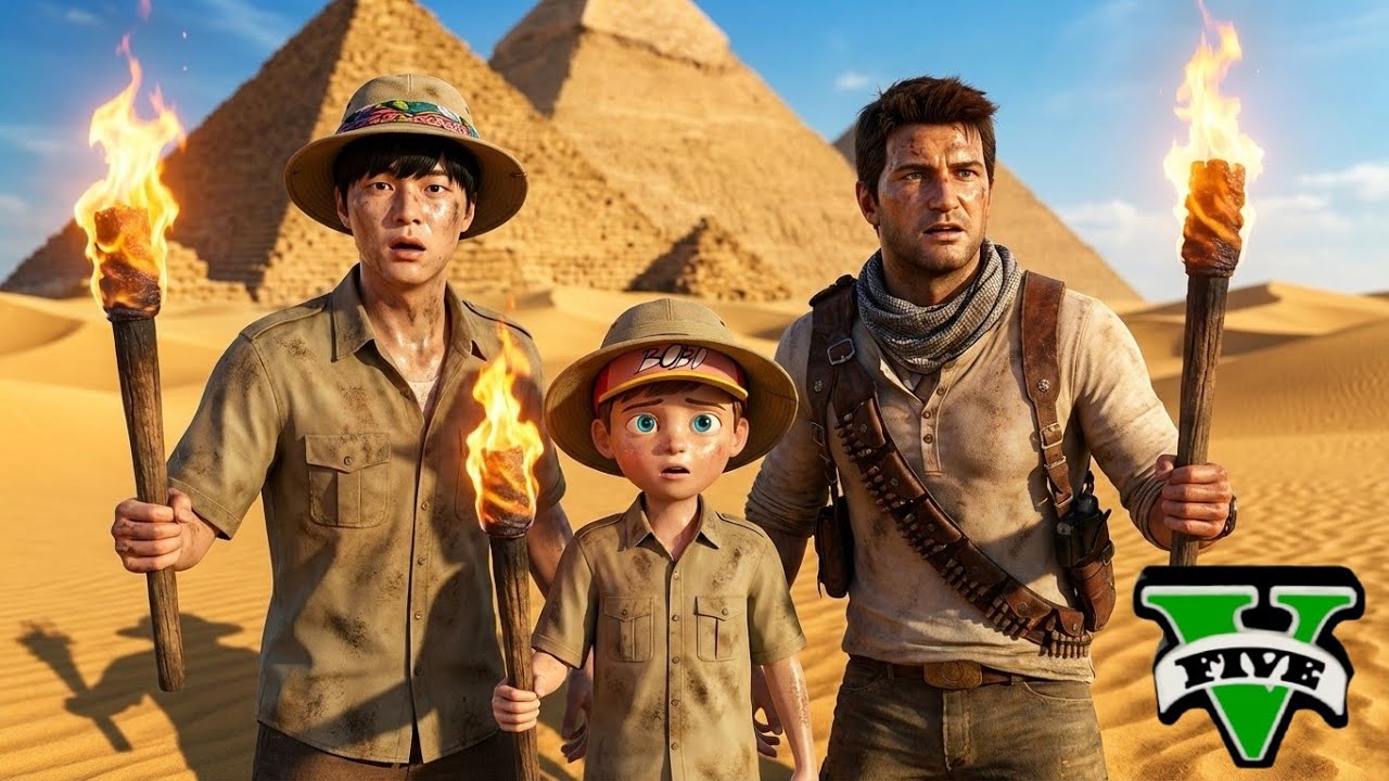 ကျွန်တော်နဲ့ ဘိုဘို Egypt မှာ ရတနာသိုက်ကို ရှာဖွေခဲ့တယ် | Egypt Treasure Hunting in GTA V