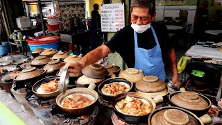 40 лет на одном месте! глиняный горшок с курицей, рисом и уличной ночью Рыночная лапша | Малайзии