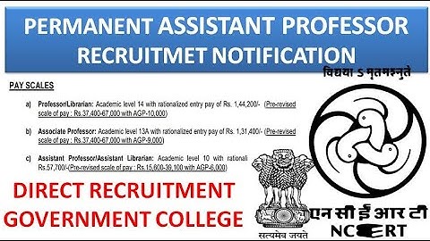 Direct Recruitment of Permanent Assistant Professor Vacancies in NCERT | Rs 57,700 pm | PG/UGC NET
