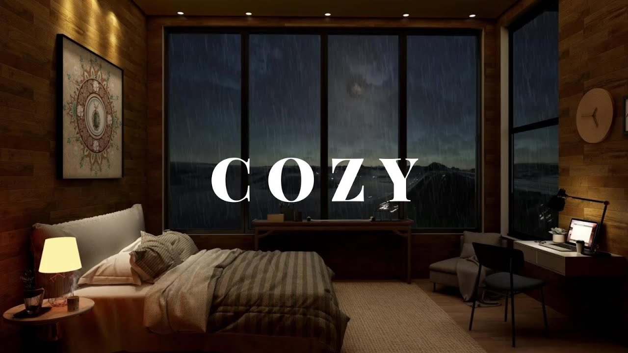 Zen Cozy Bedroom with Rain Drops Sounds for Sleep, Meditate, Focus, and Relax