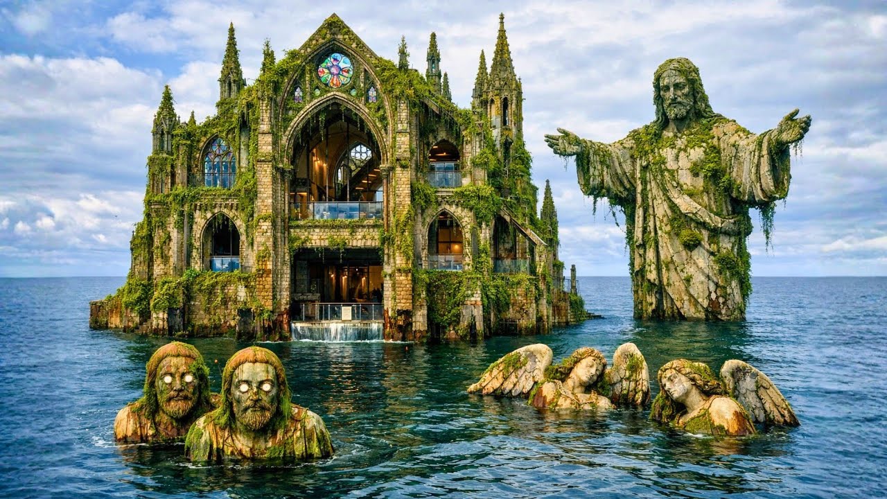 I Turned an Abandoned Half-Flooded Sunken Cathedral Into a Luxury Ocean Mansion (ASMR)