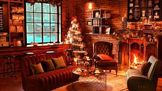 Christmas Coffee Shop Ambience with Relaxing Christmas Jazz Music and Crackling Fire - 24/7