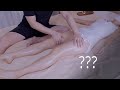 오일로 반짝이는 하체미녀에게 다리관리를 해주었다