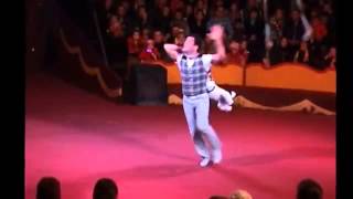 Flying Dog Aerial Straps Comedy Act Gymnast Rustam With Dog Fox Terrier Youtube
