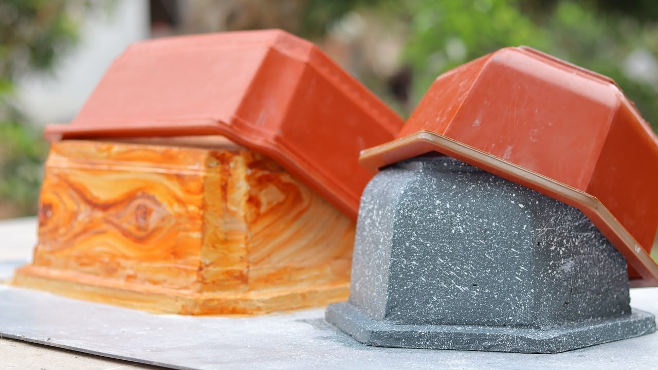 Wooden pots, stone pots from plastic pots - casting cement