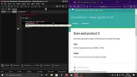 "Sum and product 3" in C programming language. #Eolymp problem 8603.