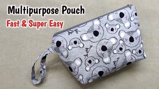 How to Sew Multipurpose Pouch Bag at Home - EASY METHOD !! Pouch bag cutting and stitching | DIY BAG