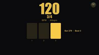 120 BPM Metronome 3/4 Time Signature | Waltz | Allegro | 30 Minute Practice Timer | Stay Sharp