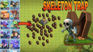 WHO CAN SURVIVE THIS DIFFICULT TRAPON COC 50 SKELETON TRAP VS TROOPS