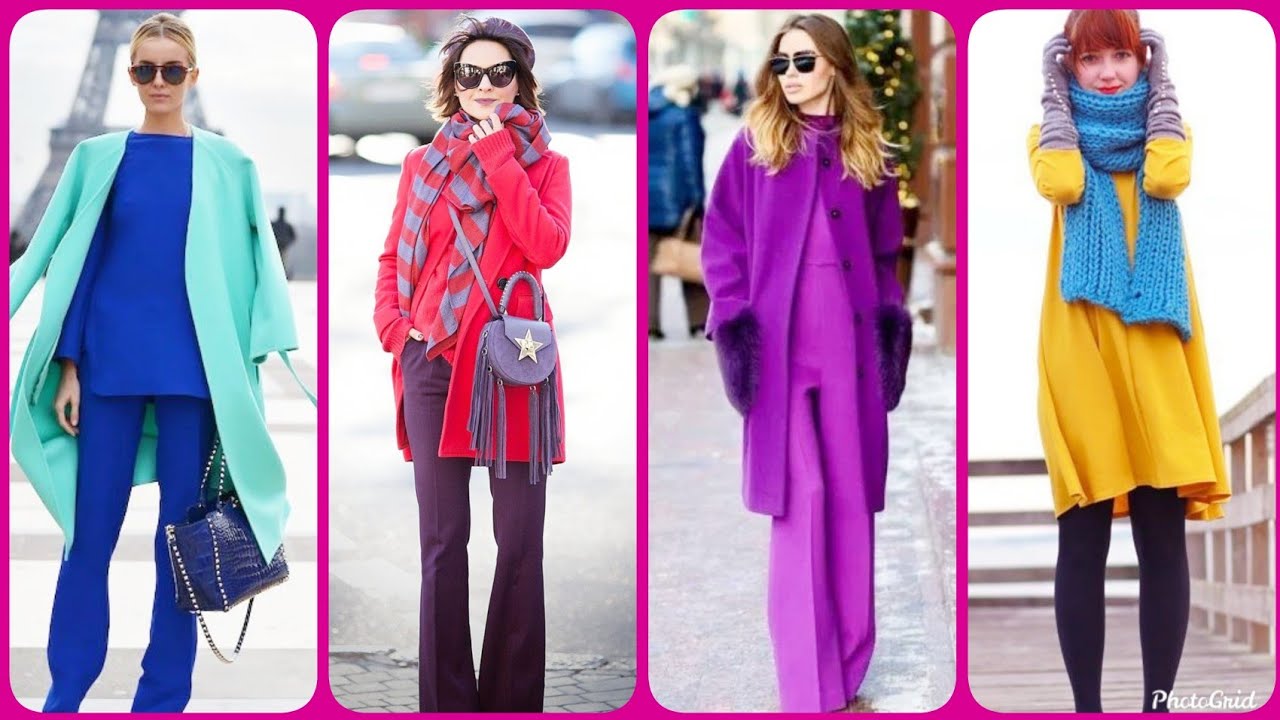 36 most beautiful colourful winter outfits ideas for women - YouTube