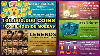 PES 2020 / 100.000.000 DE COINS ?? / 9 LEGENDS GRÁTIS / 900 MOEDAS GRATIS / POTW EURO / RVGRAPHA
