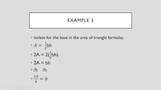 Transforming Formulas- Isolate for a variable