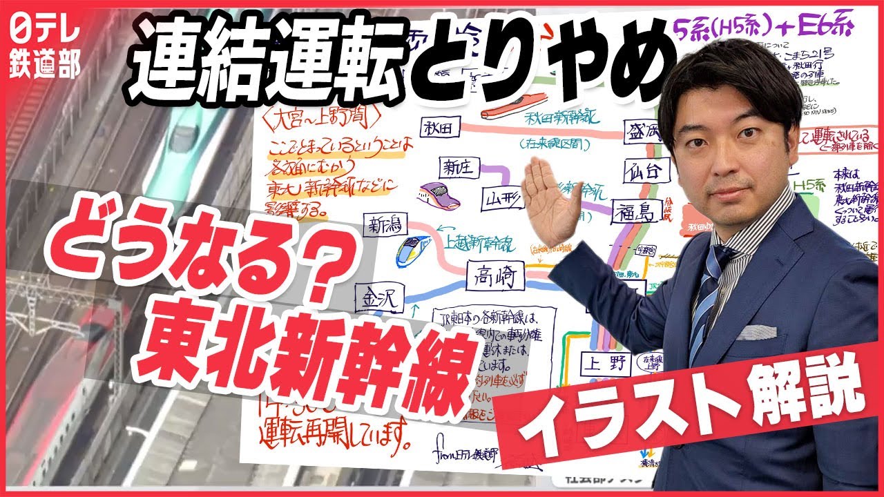 【新幹線連結トラブル】旅の注意点をわかりやすく解説　東北新幹線・連結運転とりやめの影響『鉄分テレビしおどめ0番線』（日テレ鉄道部）
