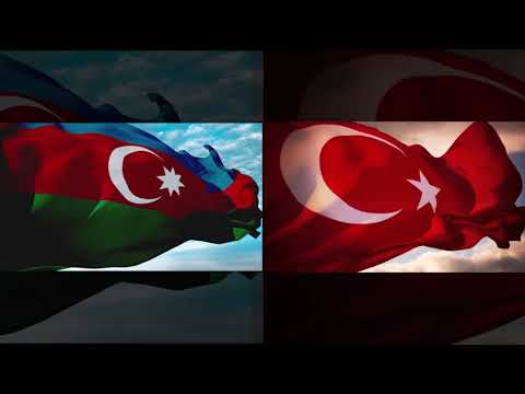 Dalgalanan Türk ve Azerbaycan Bayrağı