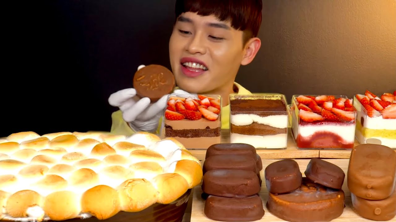 ASMR 몽실몽실 스모어딥과 초콜릿 아이스크림 🍫 딸기티라미수 먹방 ~!! Oven-Baked Marshmallow With Chocolate Ice Cream MuKBang~!