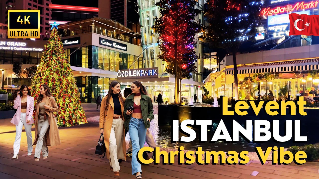 🇹🇷 Istanbul Christmas Vibes 2025 | Festive Cheer at Levent 4K Walking Tour