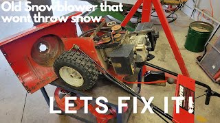 Broken impeller and auger gearbox on this Snapper 4/22 Snowblower. #canwefixit