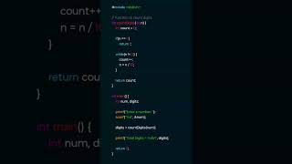 Count Digits in C | Function + While Loop Logic |#clanguage #cprogramming #codingtips