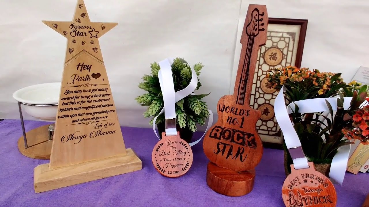 Personalized wooden awards, trophies, medals and certificates engraved with your custom message