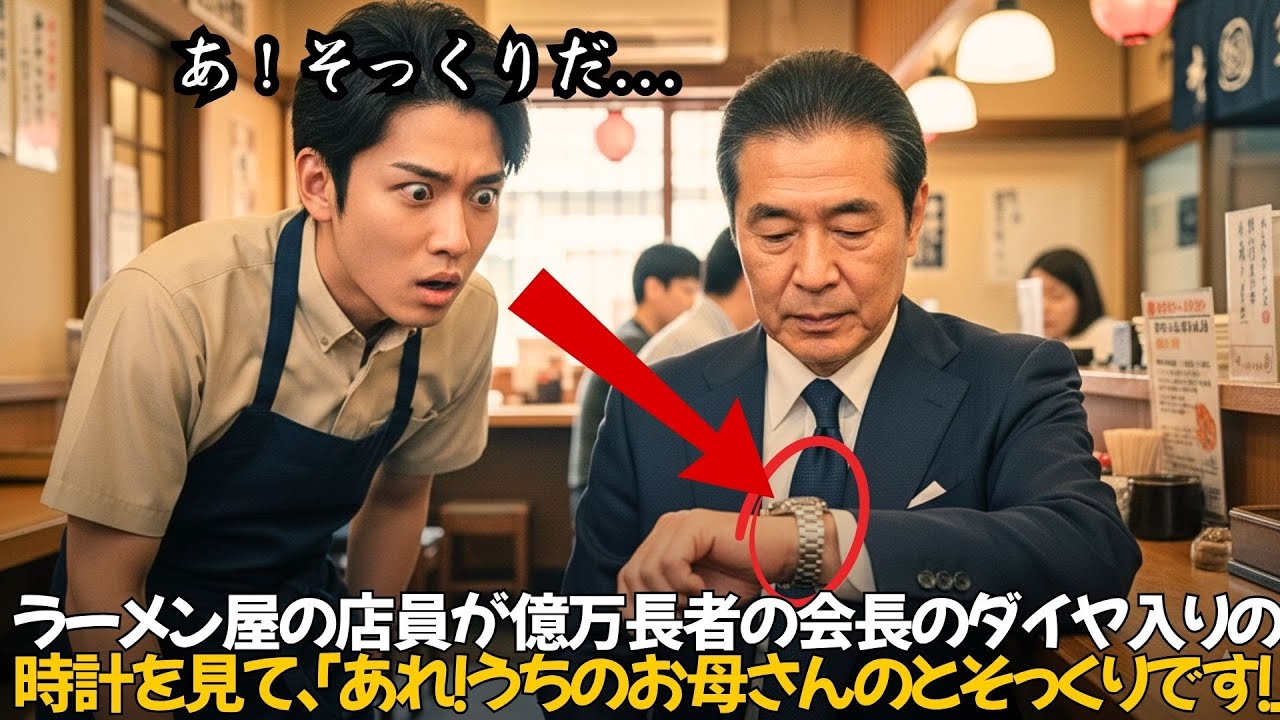 ラーメン屋の店員が億万長者の会長のダイヤ入りの時計を見て、「あれ！うちのお母さんのとそっくりです！」｜人生の教訓｜オーディオブック｜実話朗読
