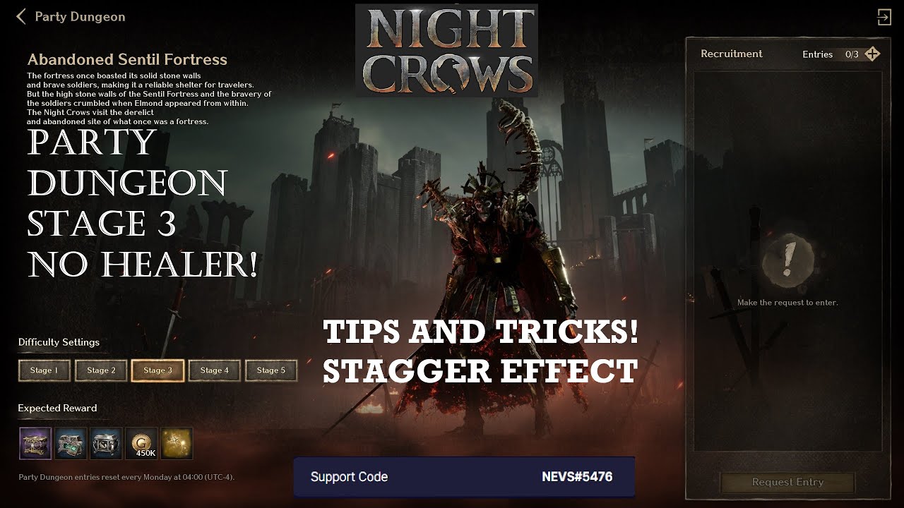 NIGHT CROWS - NO HEALER PT DUNGEON STAGE 3 - STAGGER EFFECT! - YouTube