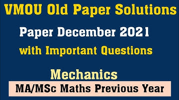 Dec 21 MA/MScMT-05 l vmou msc maths classes l vmou old paper solution l vmou msc maths