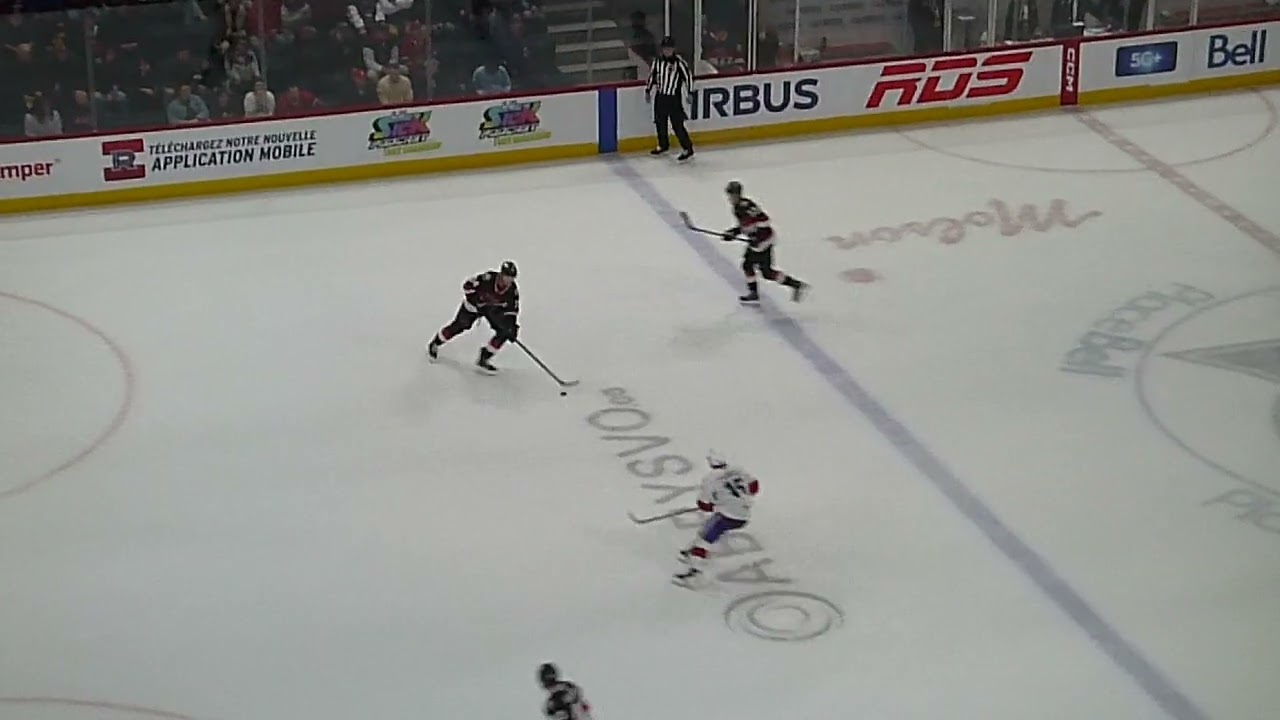 Lassi Thomson of the Belleville Senators scores in overtime to win the game vs. the Laval Rocket