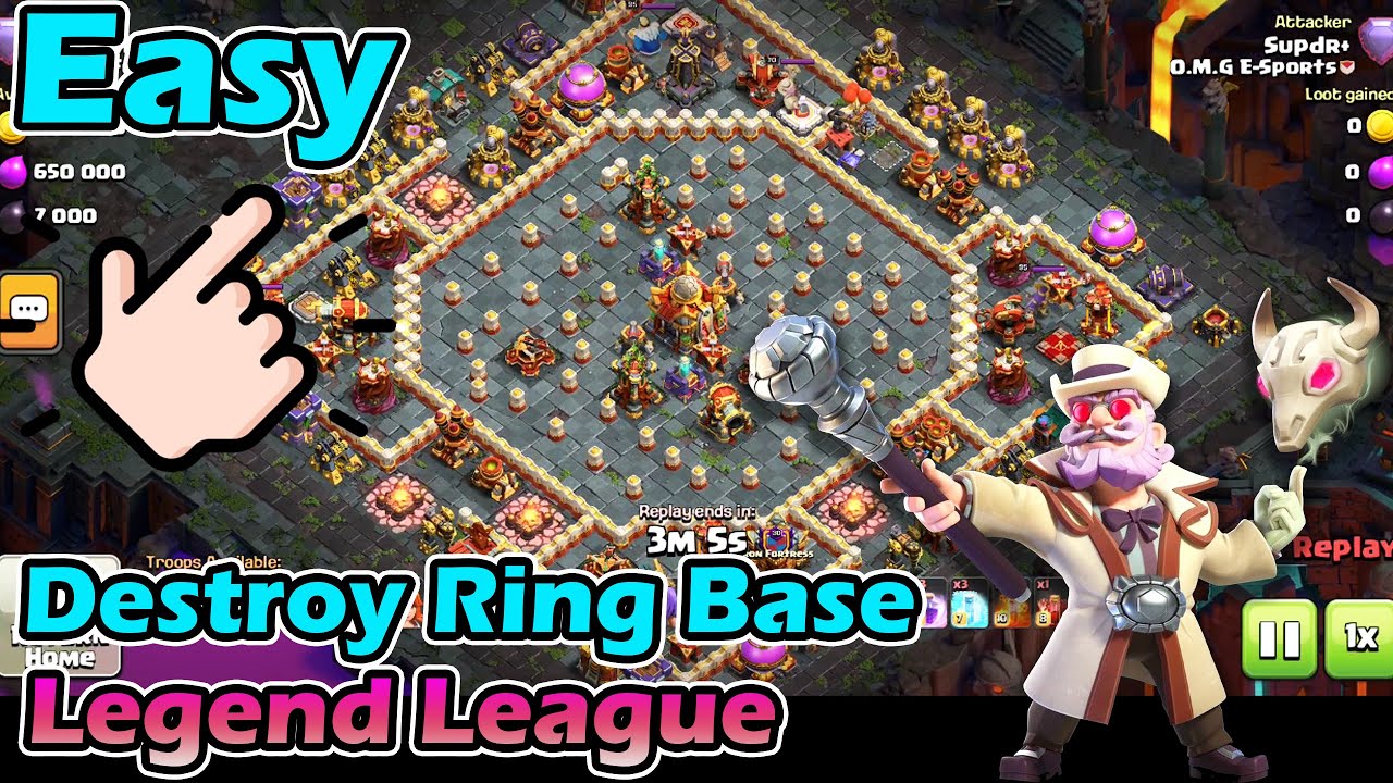 OP Easy!! Q-Charge Root Rider Valkyrie Destroy Ring Legend Base TH16 3 ...