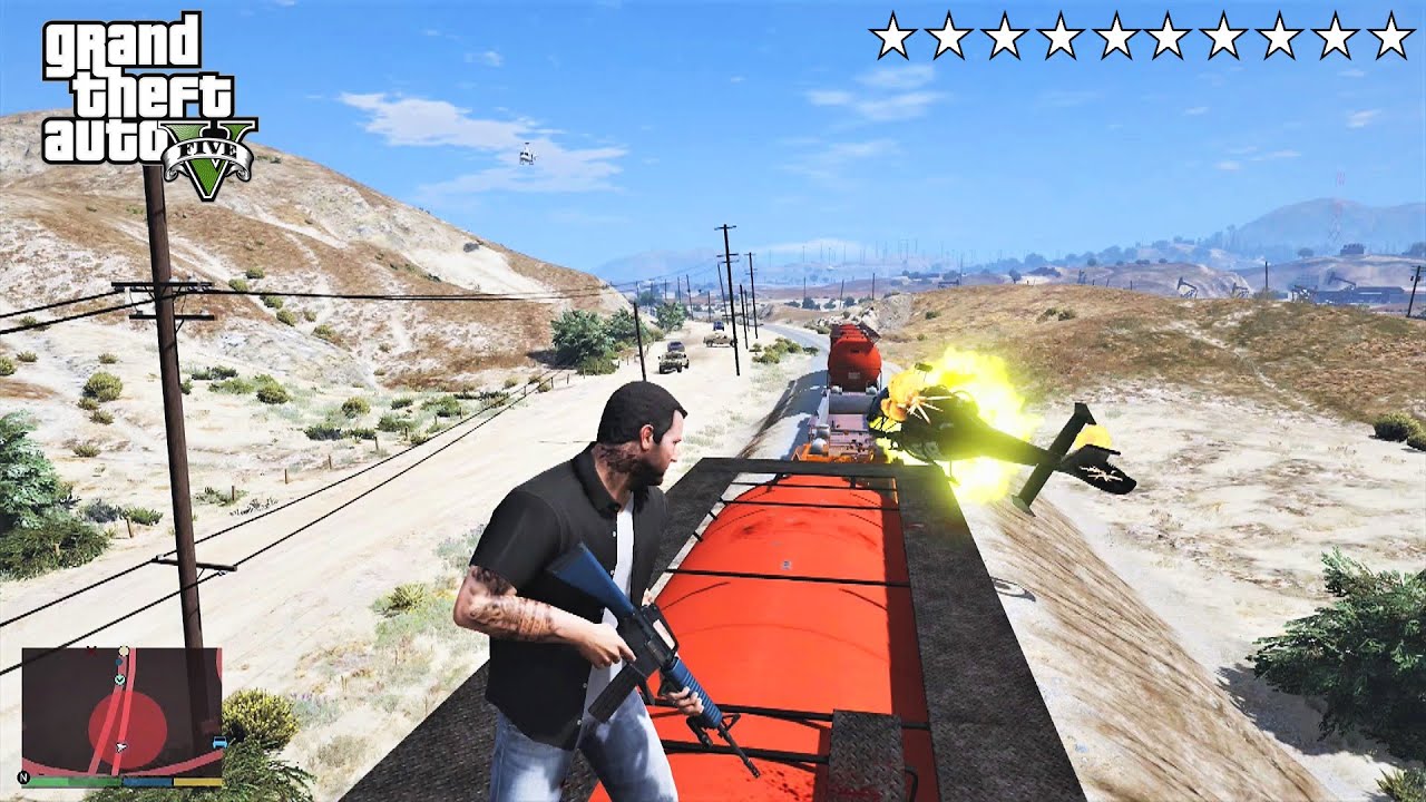 GTA 5 - Michael's Ten Star TRAIN RAMPAGE!!