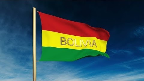 4K Bolivia flag slider style with title. Waving in the wind with cloud background animation Stock