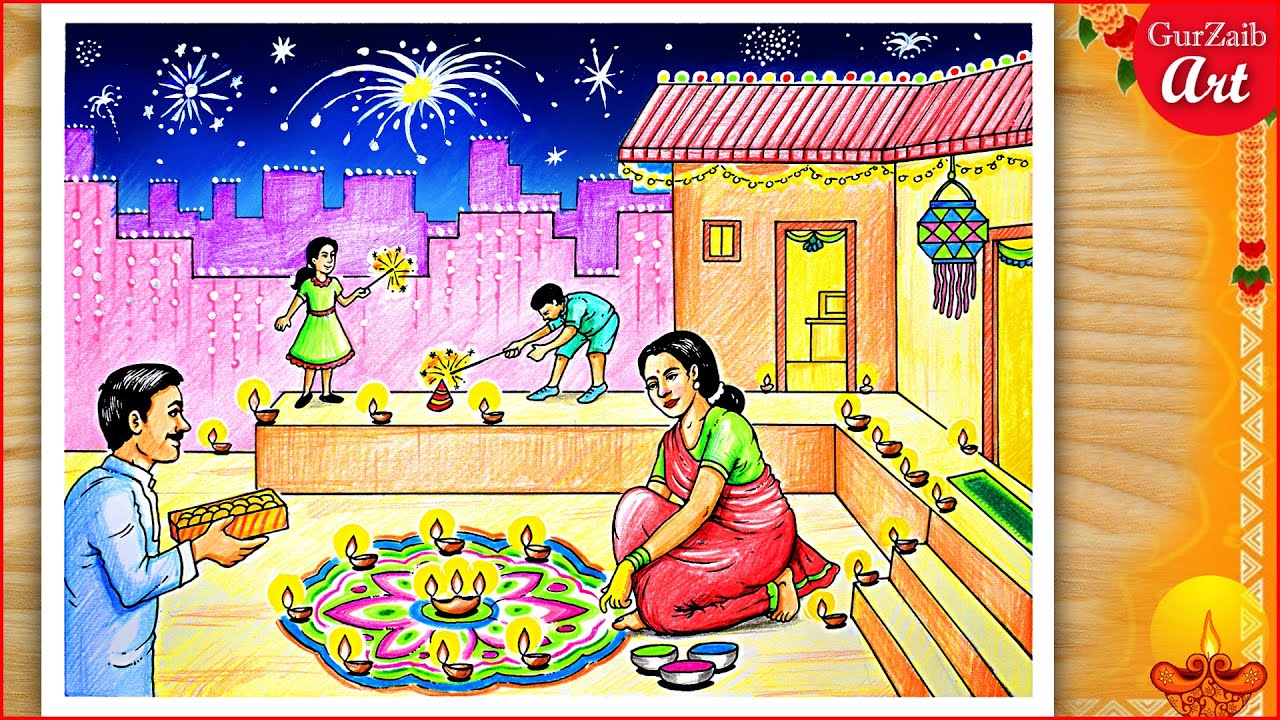 How to draw Diwali special painting_Dipawali Poster Painting __ Pallavi  Drawing - video Dailymotion